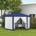 thumbnail image 2 of CoSoTower 13' X 11' Outdoor Party Tent, Hexagon Sun Shade Shelter Canopy with Protective Mesh Screen Sidewalls, Ropes & Stakes, Blue, 2 of 9