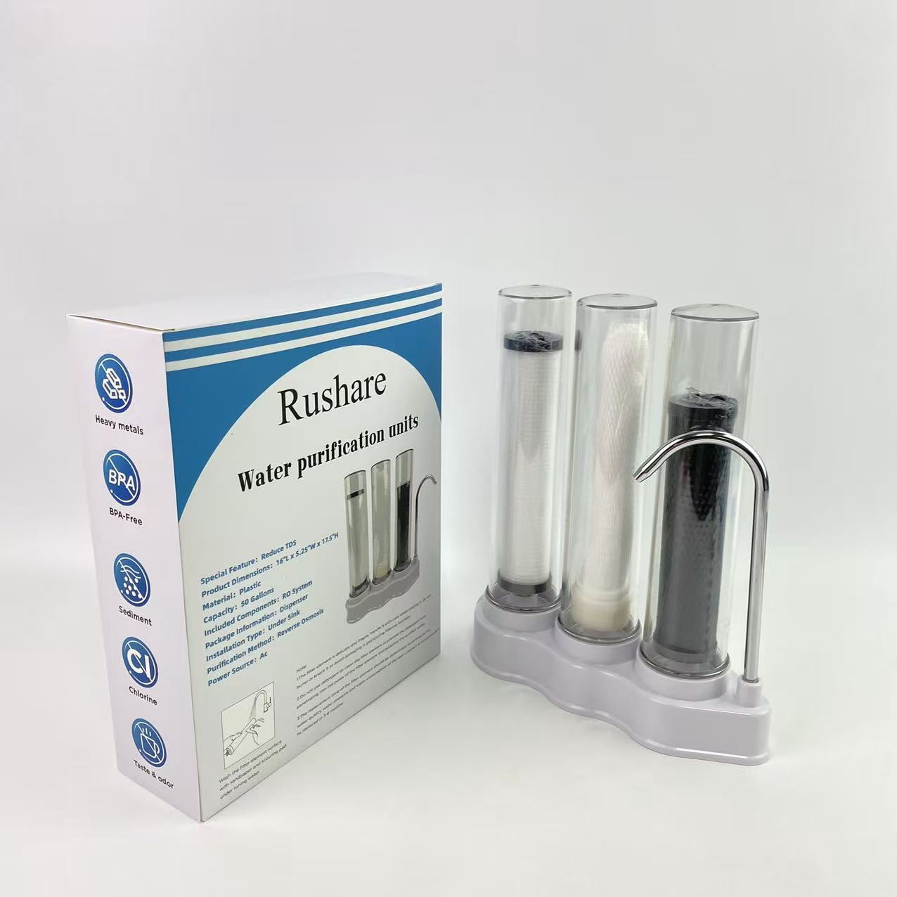 Rushare Water purification units, High Capacity Under Sink 5-Stage Reverse Osmosis Water Filter, Drinking System, Brushed Nickel Faucet