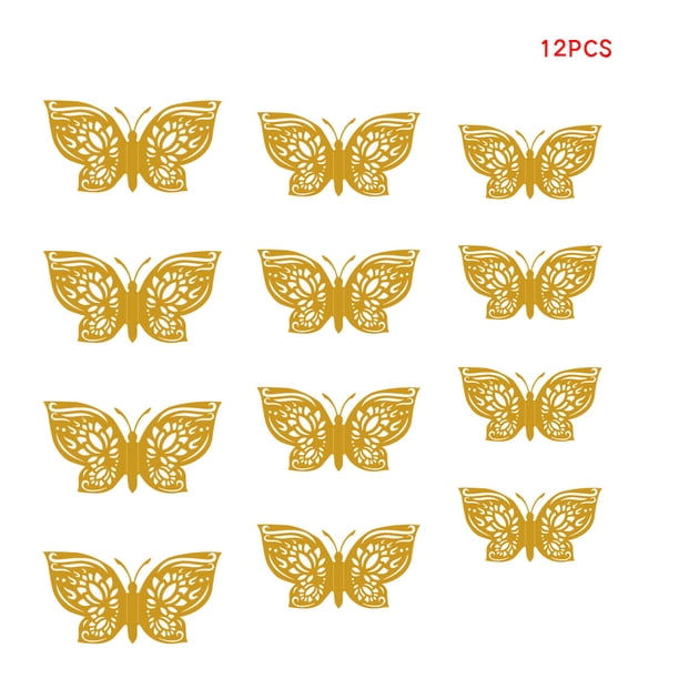 Worallymy Pegatinas de pared Calcomanías de pared en forma de insecto Pegatinas de cartón hueco para decoración del hogar LK03-Gold Worallymy JD735808642