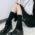 thumbnail image 4 of 1 Pair Thickened Warm Elastic Leg Warm Socks Japanese Style Sweet Girl Ribbed Knitted Boot Cuffs for Daily Wear, 4 of 9