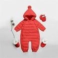 thumbnail image 2 of UAMVSH Newborn Baby Snowsuit Infant Long Sleeve Double Zipper Onesies Warm Hooded Jumpsuit Outwear Gloves Foot Covers Set 3-24M, 2 of 7