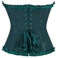 thumbnail image 6 of Floral Corset Tops for Women Renaissance Lace Up Vintage Boned Overbust Bustier Army Green L, 6 of 9