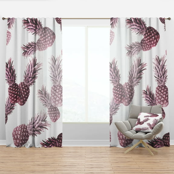 Designart 'Pineapple Summer Bliss Retro III' Mid-Century Modern Curtain Panel