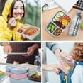 thumbnail image 5 of Paquete de 4 fiambreras Bento con compartimentos de paja de trigo, recipientes de plástico para almacenamiento de alimentos, aptos para microondas y lavavajillas, 5 of 5