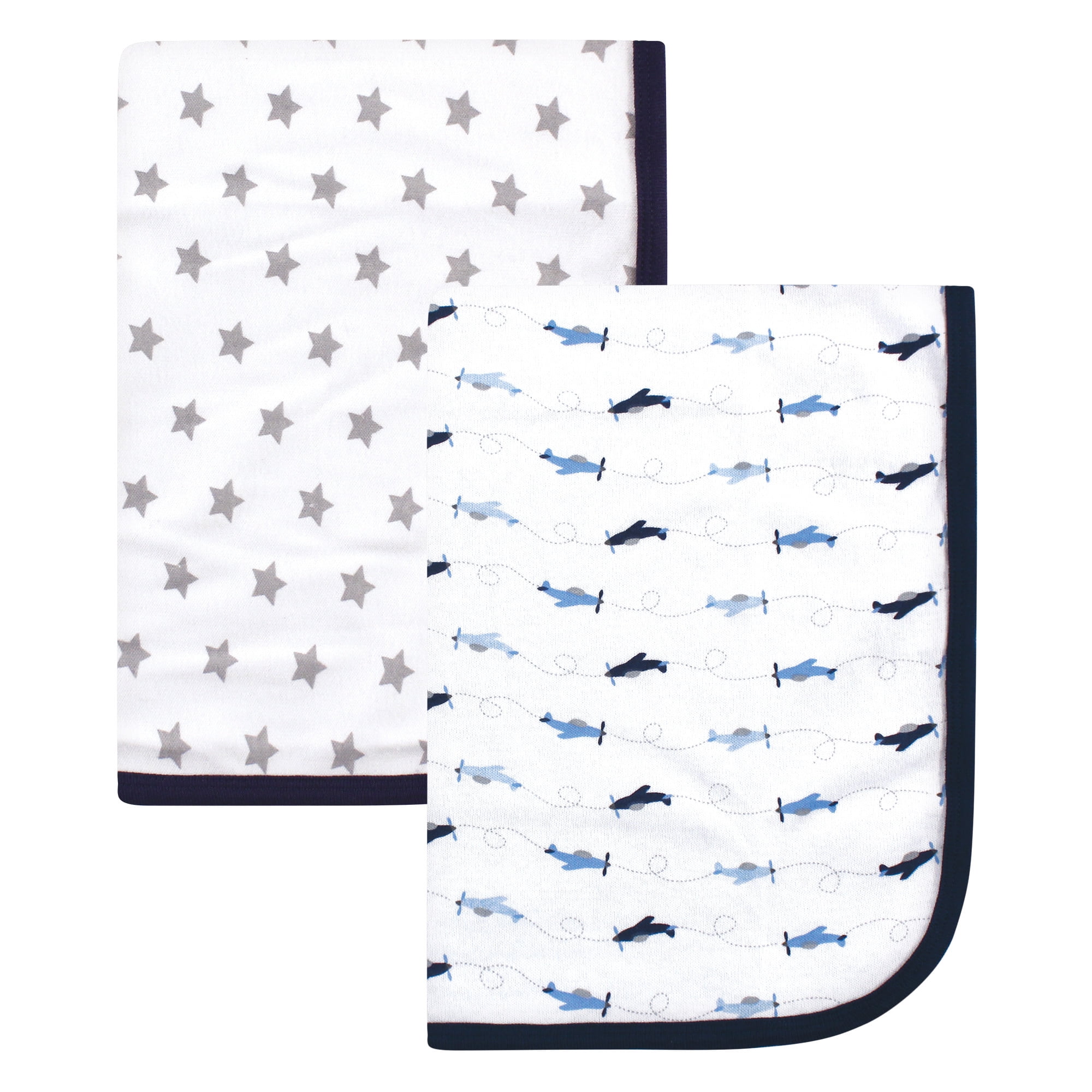 Luvable Friends Baby Boy and Girl Cotton Swaddle Blankets, Airplane, 2 Pack