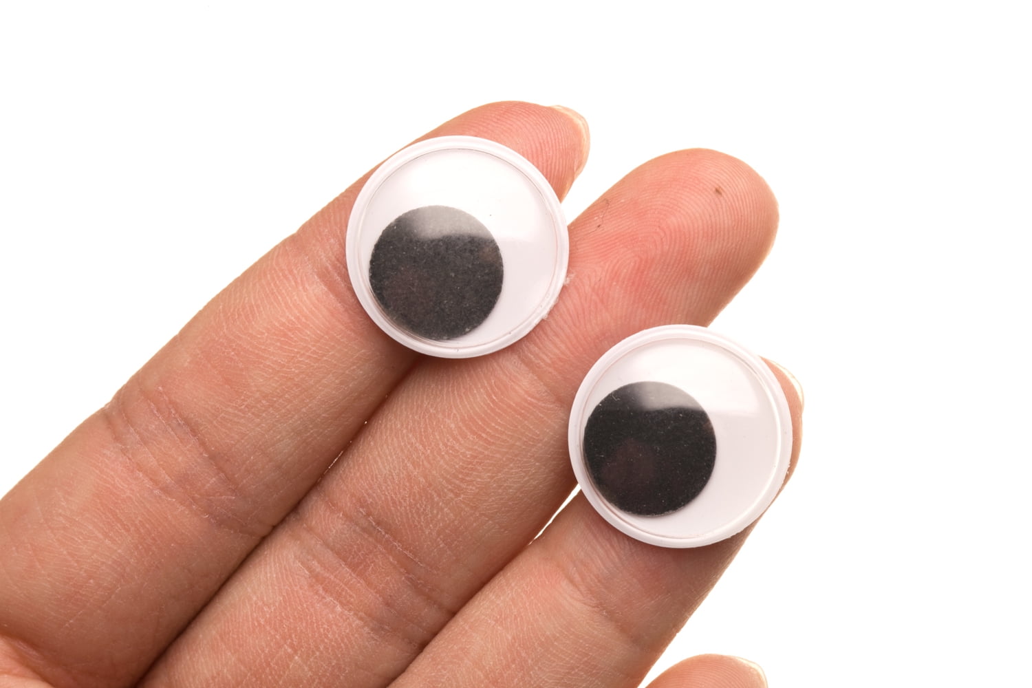 20mm Round Wiggle Eyes GlueOn Black And White Flat Back