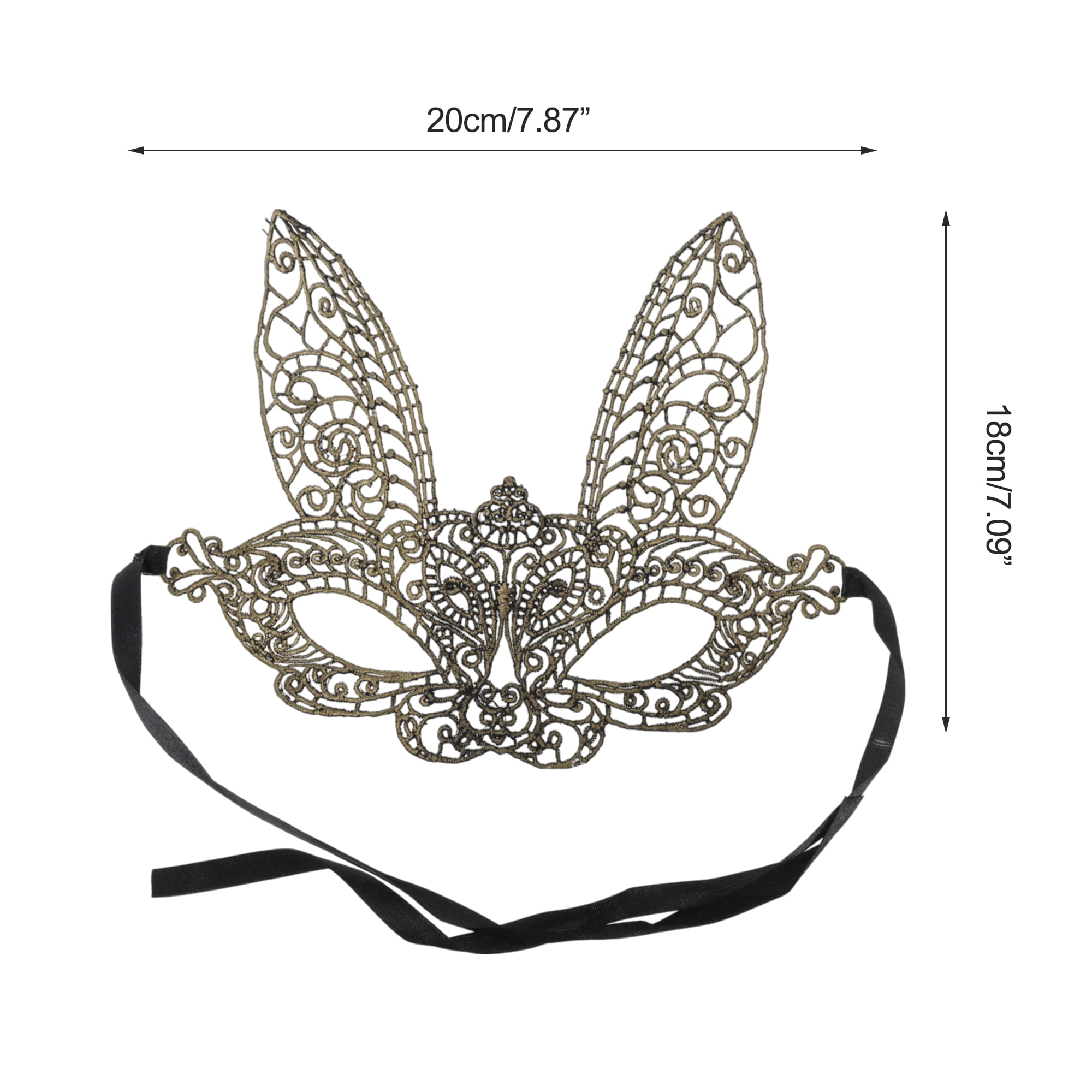 Unique Bargains Elegant Lace Bunny Half Face Party Mask 1 Pcs Bronze