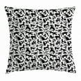 thumbnail image 1 of Black and White Throw Pillow Cushion Cover, Abstract Composition of Animal Silhouettes Kangaroo Crocodile Snake, Decorative Square Accent Pillow Case, 16 X 16 Inches, Black and White, by Ambesonne, 1 of 2