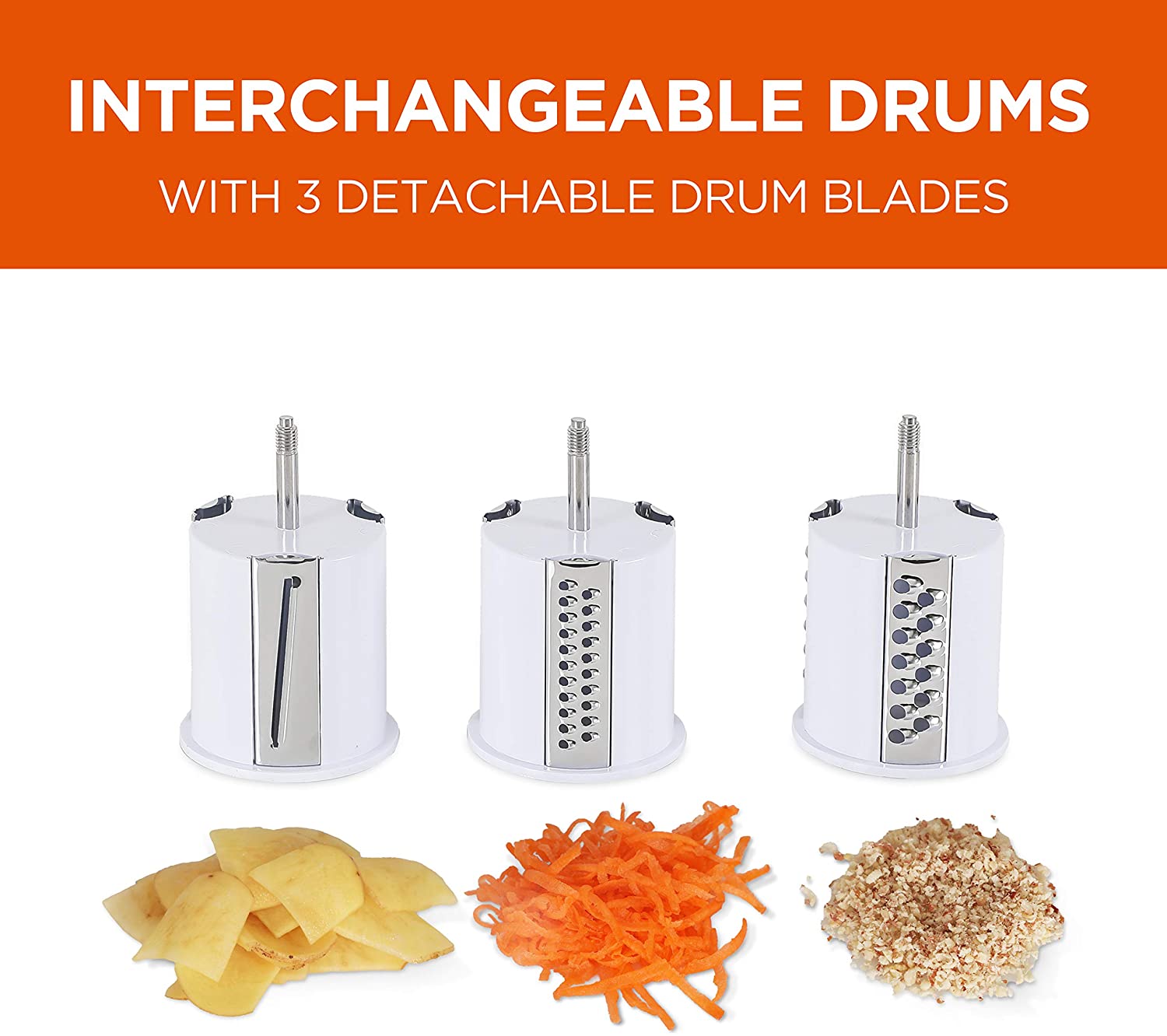 Commercial Chef CH1514 Drum Grater + 3 Piece Blade Set Manual Shredder