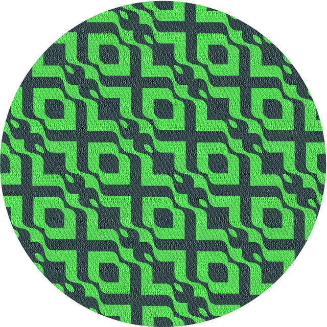 Ahgly Company Tapis Rond Lavable en Machine Intérieur Transitionnel Vert Lime, 5 Pieds Rond