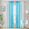thumbnail image 3 of Cortinas transparentes de lino de imitación azul Ombre para el bolsillo de la barra de la sala de estar del dormitorio, cortinas semiventana de gasa degradable reversible de 2 tonos, fibra de luz y pr Feliz Sencillez, 3 of 5