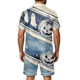 thumbnail image 4 of DORKASM Halloween Matching Pajamas for Men Pj Sets Bat Pumpkin Print Button Down Sleepwear Light Gray 3XL, 4 of 4