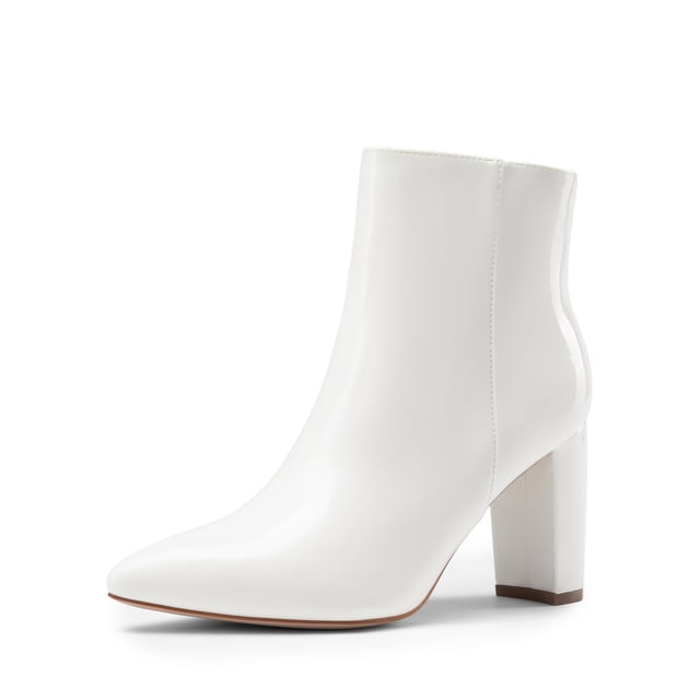 Botines DREAM PAIRS Sianna Blancos con Tacón Grueso y Tobilleros