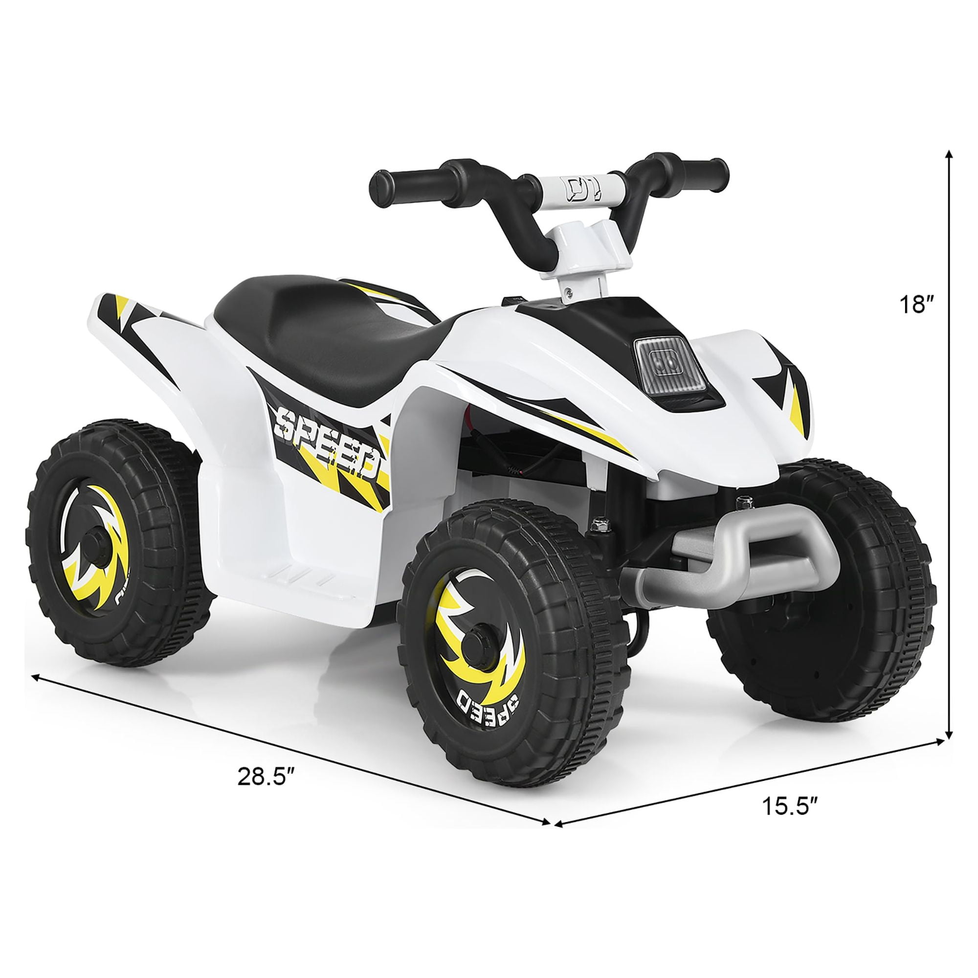 6V Kids Electric ATV 4 Wheels Ride On Toy White costway
