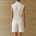 thumbnail image 6 of Yteetum Women's Summer Button Down Jumpsuits Rompers Oversized Turndown Collared Short Jumpsuit Women Casual Solid Stand Collared Loose Lightweight Comfy Overalls, 6 of 9