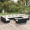 thumbnail image 1 of vidaXL 13 Piece Garden Lounge Set with Cushions Black Poly Rattan, 1 of 5