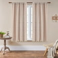 thumbnail image 2 of Linen Curtains 63 Inch Length 2 Panels for Living Room Embroidery Khaki Boho Curtains for Bedroom Rustic Farmhouse Tassel Light Filtering Window Curtains Rod Pocket Drapes (52" W x 63" L,Khaki), 2 of 9