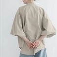 thumbnail image 4 of LADIGASU Women's Casual Buttoned 3/4 Sleeve Round-Neck Blouses Shirts, 4 of 4