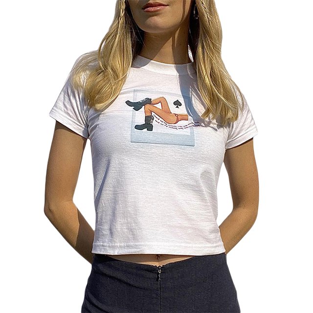 VISgogo Tops cortos de verano para mujer, camisetas de manga corta con estampado de letras de dibujos animados a la moda VISgogo moda