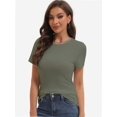 thumbnail image 3 of Women's Basic Solid Active Soft Short Sleeve Crew Neck Top T-Shirts, 3 of 6