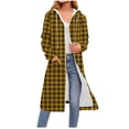 thumbnail image 2 of BXINGOHAI Women Fall Flannel Plaid Shacket Jacket Oversized Button Down Long Shirt Jacket Yellow L, 2 of 6