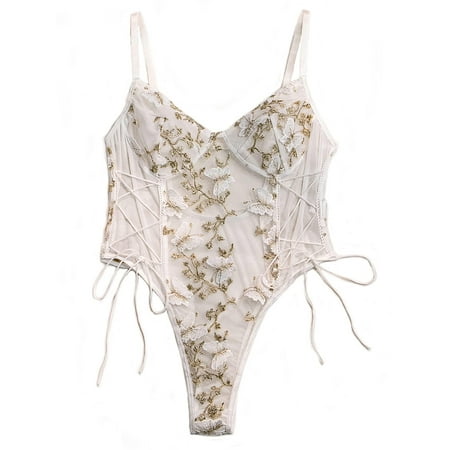Sexy Women s Lingerie Deep V Neck Lace Bodysuit Bridal Lingerie Backless One Piece Teddy Body Suit Seductive and Elegant