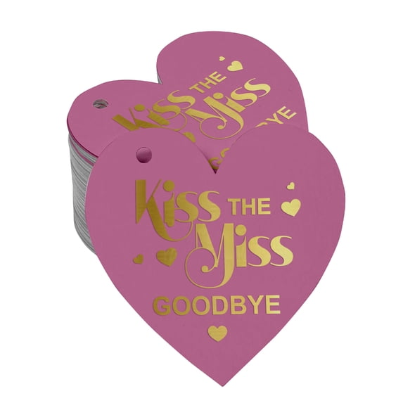 Inkdotpot Real Gold Foil Kiss The Miss Goodbye Bridal Shower Tag Favor Hang Paper Tag 50 Pieces