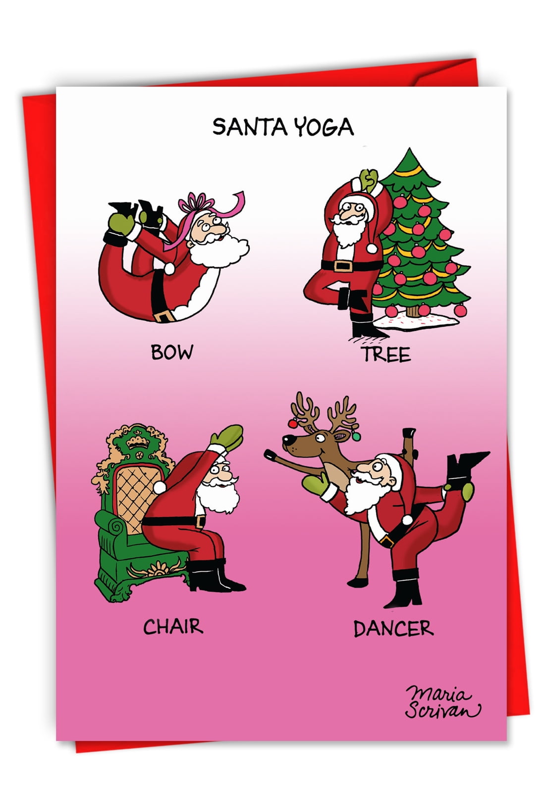 12 Cute Santa Yoga Christmas Cards Happy Holidays Greeting Cards for Kids, Family Walmart