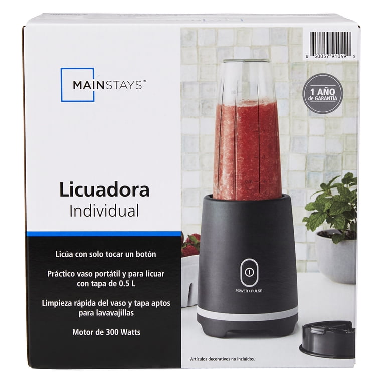 Mainstays Black Single-Serve Blender with 16 oz Travel Lid and