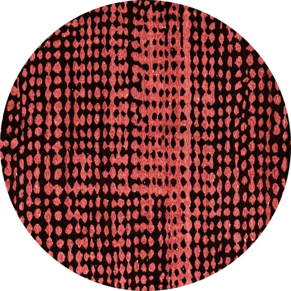 Ahgly Company Machine Washable Indoor Round Abstract Red Modern Area Rugs, 3' Round