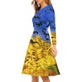 thumbnail image 2 of FKELYI Size L Women Dress Long Sleeve Casual Vincent Van Gogh Wheat Field with Crows Swing Twirl Skater Dress Comfy Women's Wear to Work Dresses, 2 of 4