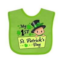 Inktastic My 1st St. Patrick's Day Baby in Top Hat and Bow Boys or Girls Baby Bib
