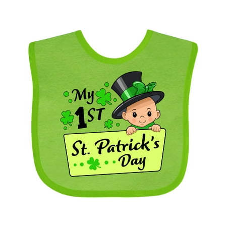 

Inktastic My 1st St. Patrick s Day- Baby in Top Hat and Bow Gift Baby Boy or Baby Girl Bib