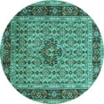 thumbnail image 1 of Ahgly Company Machine Washable Indoor Round Persian Turquoise Blue Traditional Area Rugs, 7' Round, 1 of 4