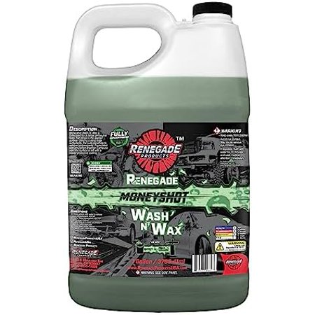 Renegade Products - Moneyshot Wash N' Wax Soap, pH-Neutral Soap with Carnauba Wax Blend, Thick Foam & Protective Coating (1 Gallon)