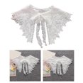 thumbnail image 2 of Japanese Style Women White False Collar Shawl Sweet Hollow Out Embroidery Floral Lace Shoulder Wrap Faux Pearl Pendant Lace-Up Necklace Poncho, 2 of 4