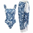 thumbnail image 2 of ZQGJB Sexy One Piece Tankini Swimsuit with Chiffon Wrap Around Long Skirt for Women Vintage Summer Floral Printed Tummy Control Bathing Suit 2 Piece Set #02-Blue M, 2 of 6