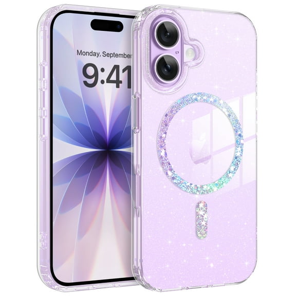 YINLAI iPhone 17 Case Compatible with Mag-safe 6.3",Glitter Sparkle Slim Tpu Transparent Shockproof Protective Case for iPhone 17,Clear