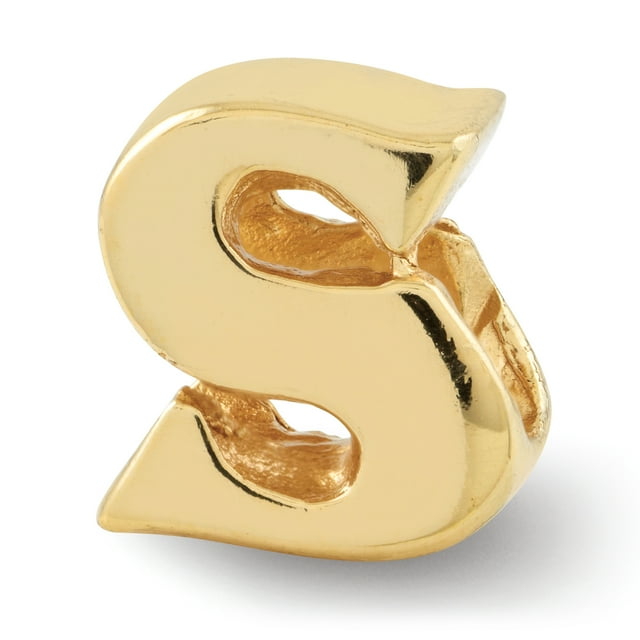925 Sterling Silver Gold Plated Charm For Bracelet Letterbead Bead Alphabet Letter