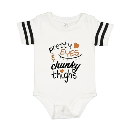 

Inktastic Pretty Eyes and Chunky Thighs Brown Hearts Gift Baby Boy or Baby Girl Bodysuit