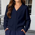 thumbnail image 6 of AUDeals Boys Girls Knit Cardigan V-Neck Long Sleeve Button Sweater Knitted Cotton School Uniform Preppy Fall Ribbed Sweater Jacket Tops (Navy, 3-4 Years), 6 of 7