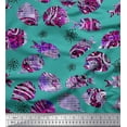 thumbnail image 1 of Soimoi Tissu Poly Georgette Corail & Poisson Texturé Imprimé Océan au Mètre 42 Pouces de Large, 1 of 3
