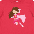 thumbnail image 4 of Inktastic Superhero Girl, Cute Girl, Brown Hair, Pink Cape Girls Baby T-Shirt, 4 of 5