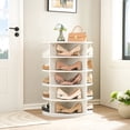 thumbnail image 2 of HOOBRO 5-Tier 20 Pair Rotating Shoe Rack Entryway Hallway Coatroom Hallway White WT05SC01, 2 of 9