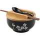 thumbnail image 1 of Ramen bowl set, Japanese ramen noodle bowls with lidded spoon, large ceramic soup bowl, hand drawn black rice bowl 6.5 inch-p retro noodle bowl, 1 of 5