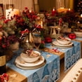 thumbnail image 6 of Blue Gnomes Christmas Dresser Scarf Farmhouse, Dining Table Decorations for Wedding/Parties, Xmas Ball Gifts Snowflake Botanical Table Runner 108 Inches Long for Kitchen Dining, 13 x 108 In, 6 of 9