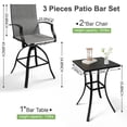 thumbnail image 3 of POTEBAN 3-piece Outdoor Swivel Bar Stool Set，2 Patio Metal High Back And Armrest Bar chairs With Bar Table for Backyard,Lawn Garden,Balcony,Pool, 3 of 8