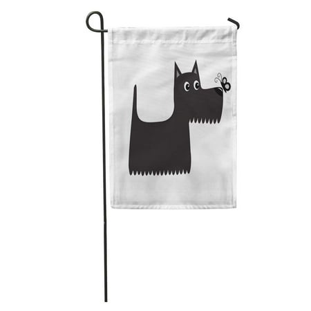 KDAGR Scottish Terrier Black Dog Looking to Butterfly Insect Scottie Puppy Garden Flag Decorative Flag House Banner 12x18 inch
