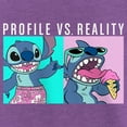 thumbnail image 2 of Girl's Lilo & Stitch Profile VS Reality Meme  Graphic Tee Purple Berry Small, 2 of 4