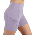 thumbnail image 2 of ZACPNCV Yoga Shorts with Pockets for Girls High Waisted Biker Shorts Hide Tummy Running Work Gym Tight Pants Athletic Shorts Purple 4-5 Years, 2 of 9